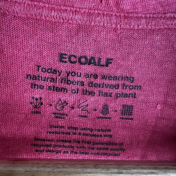 Ecoalf Shirt Womens XL Pink 100% Linen Sustainable Short Sleeve Polo Top - Picture 6 of 12
